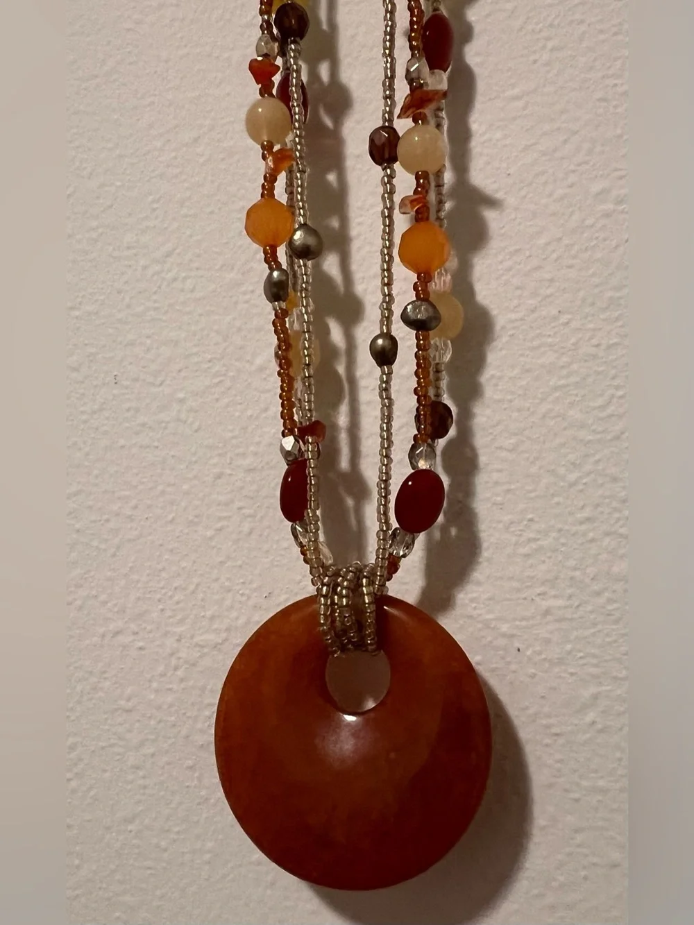 Lia Sophia Multi-Strand Amber, Orange & Cream Beaded Necklace